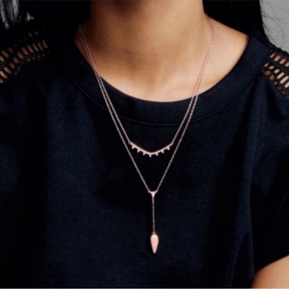 Stella & Dot Tiered Lariat Rose Gold Necklace